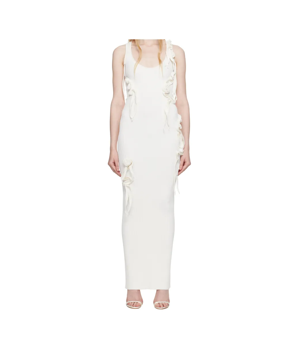 Ribbon-Detail Knitted Maxi Dress