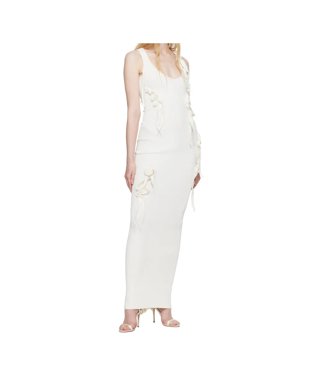 Ribbon-Detail Knitted Maxi Dress