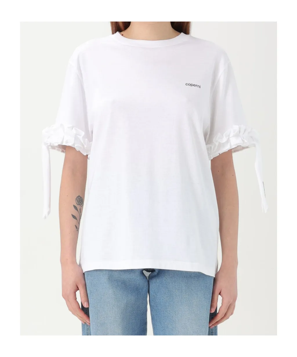 Logo-Print Ruffle-Trim T-Shirt