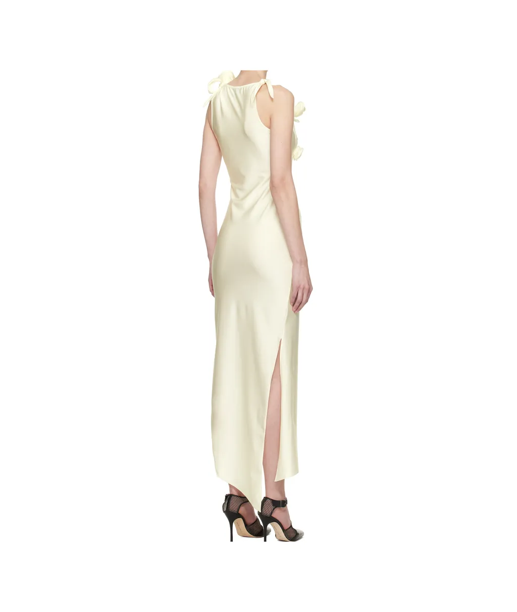 Asymmetric Flower Gown Maxi Dress