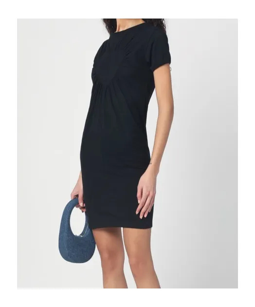 Gathered Heart-Motif Crewneck Mini Dress