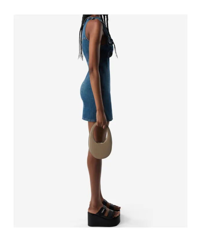Asymmetric Flower Mini Denim Dress