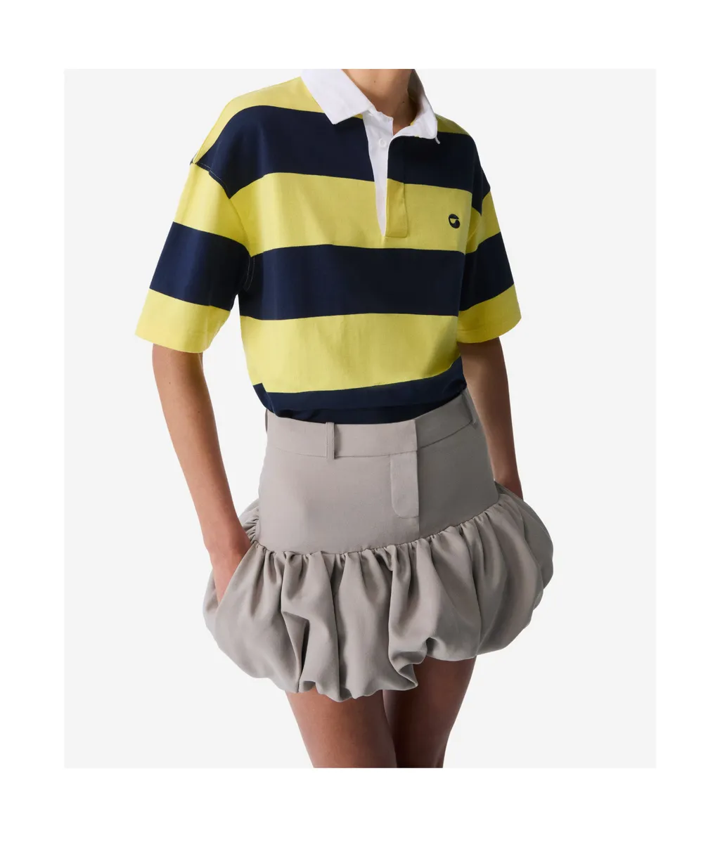 Gathered-Hem Tailored Skirt