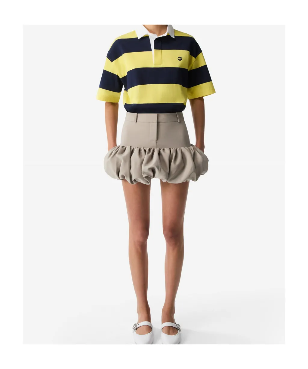Gathered-Hem Tailored Skirt