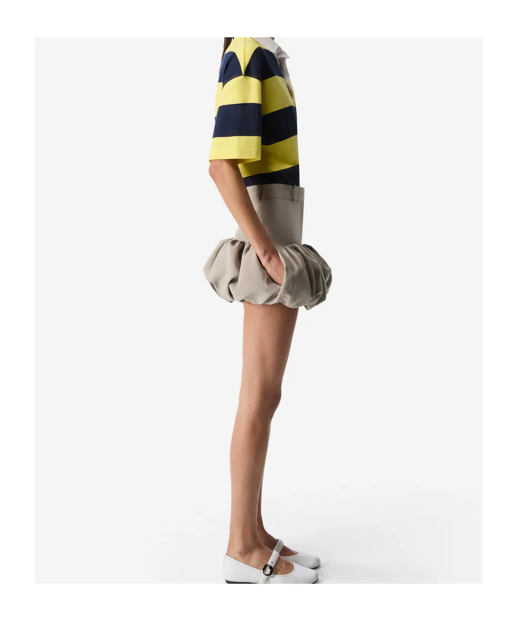 Gathered-Hem Tailored Skirt