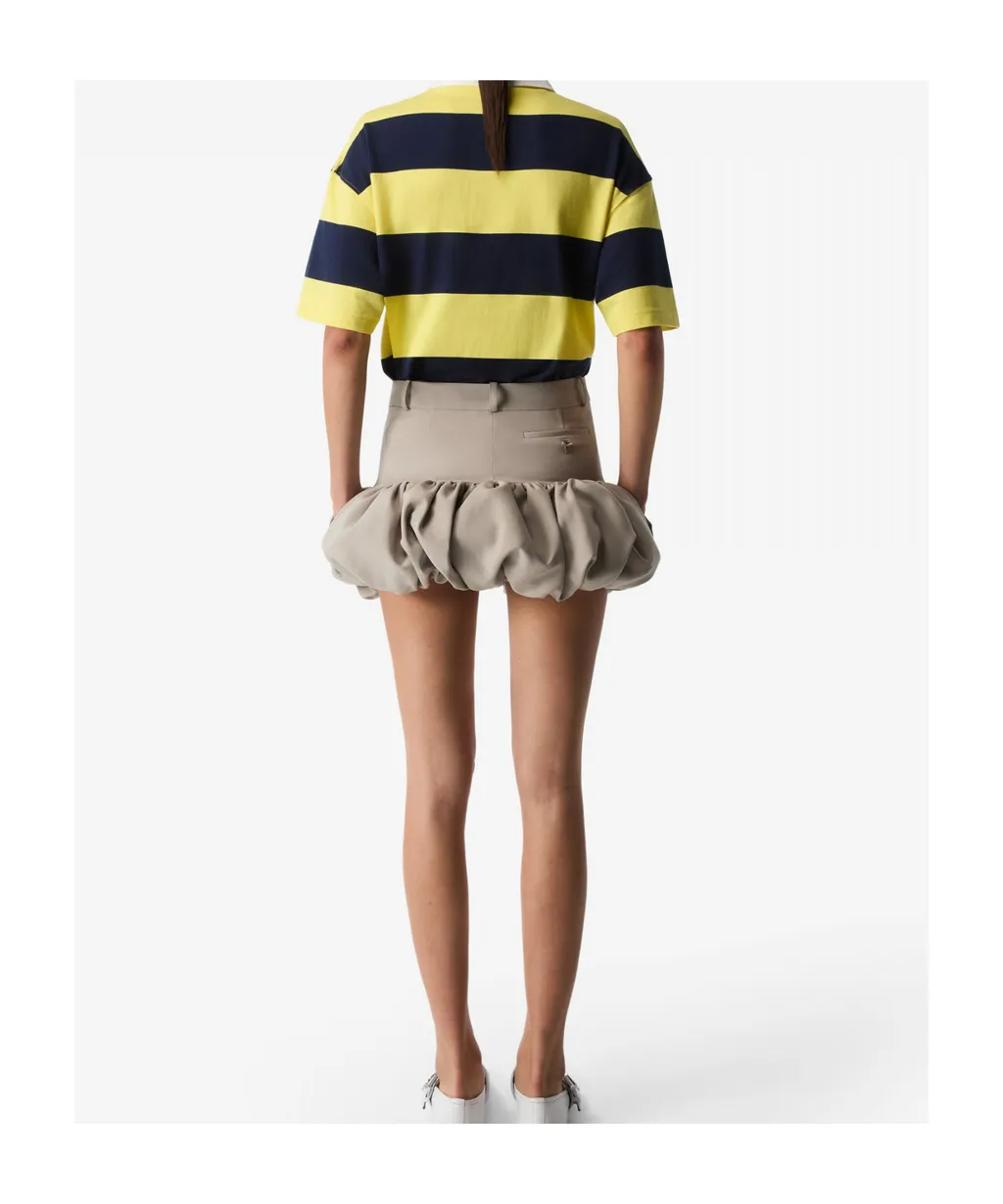 Gathered-Hem Tailored Skirt