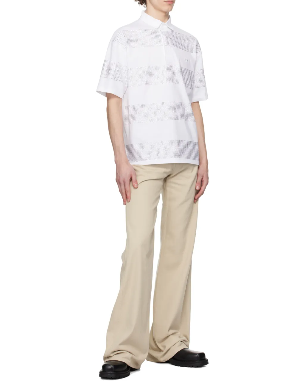 Crystal-Striped Polo Shirt