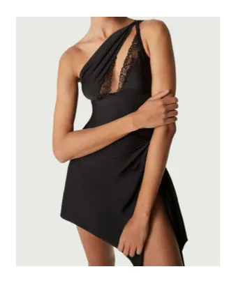 Asymmetric Flower Mini Dress