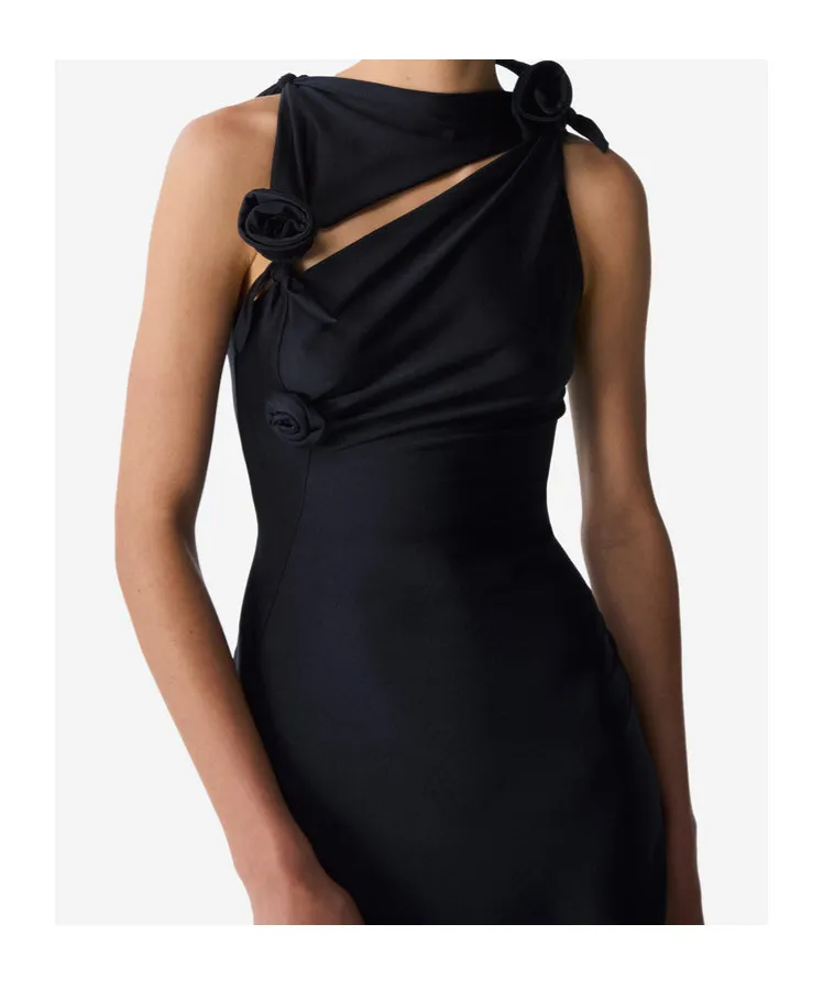 Asymmetric Flower Mini Dress
