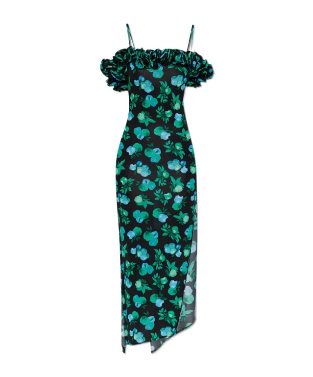 Ruffle-Detail Midi Dress