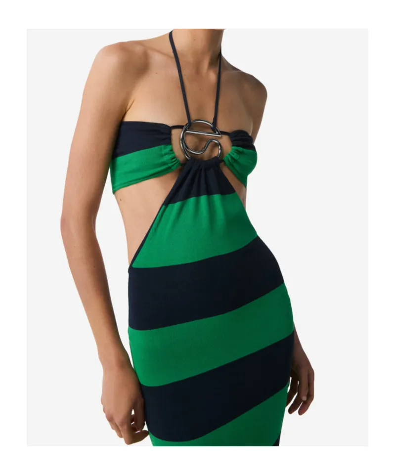 Knitted Striped Midi Dress