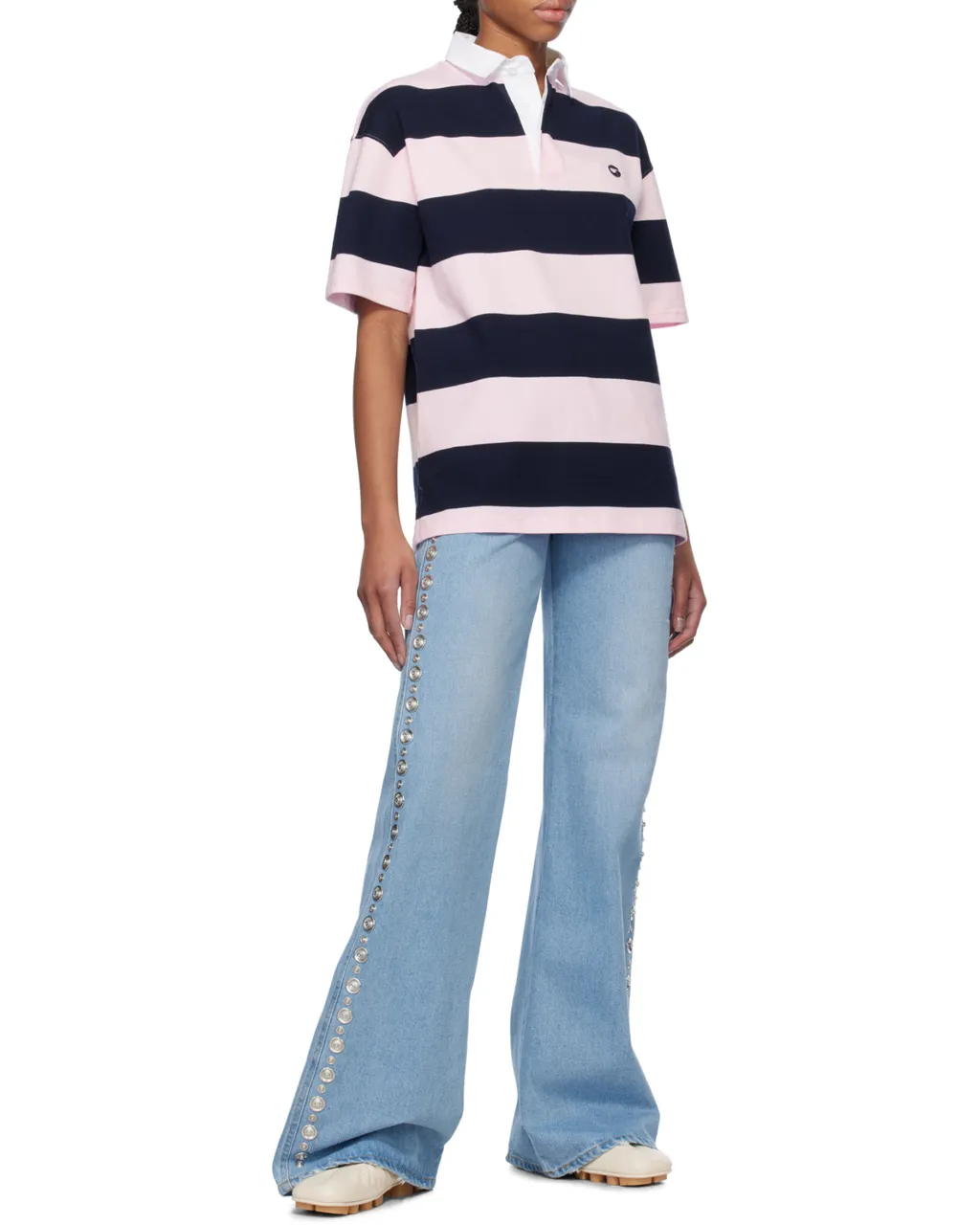 Logo Embroidered Striped Polo Shirt