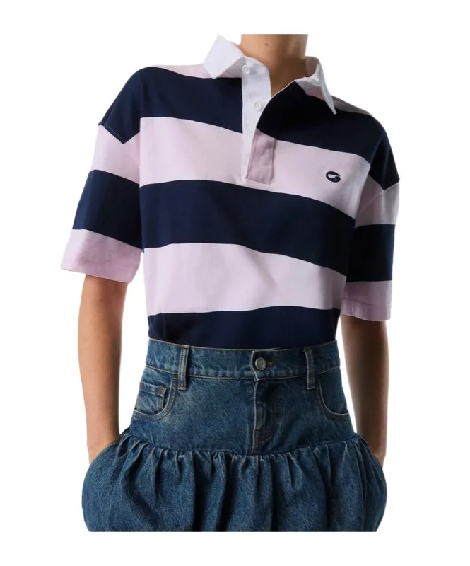 Logo Embroidered Striped Polo Shirt