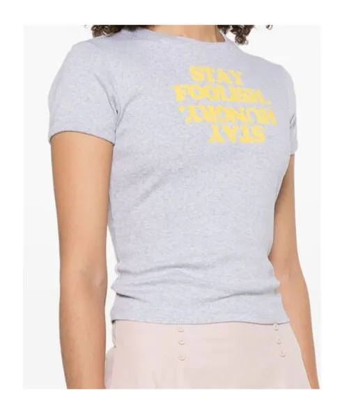Stay Hungry-Print Crewneck T-Shirt