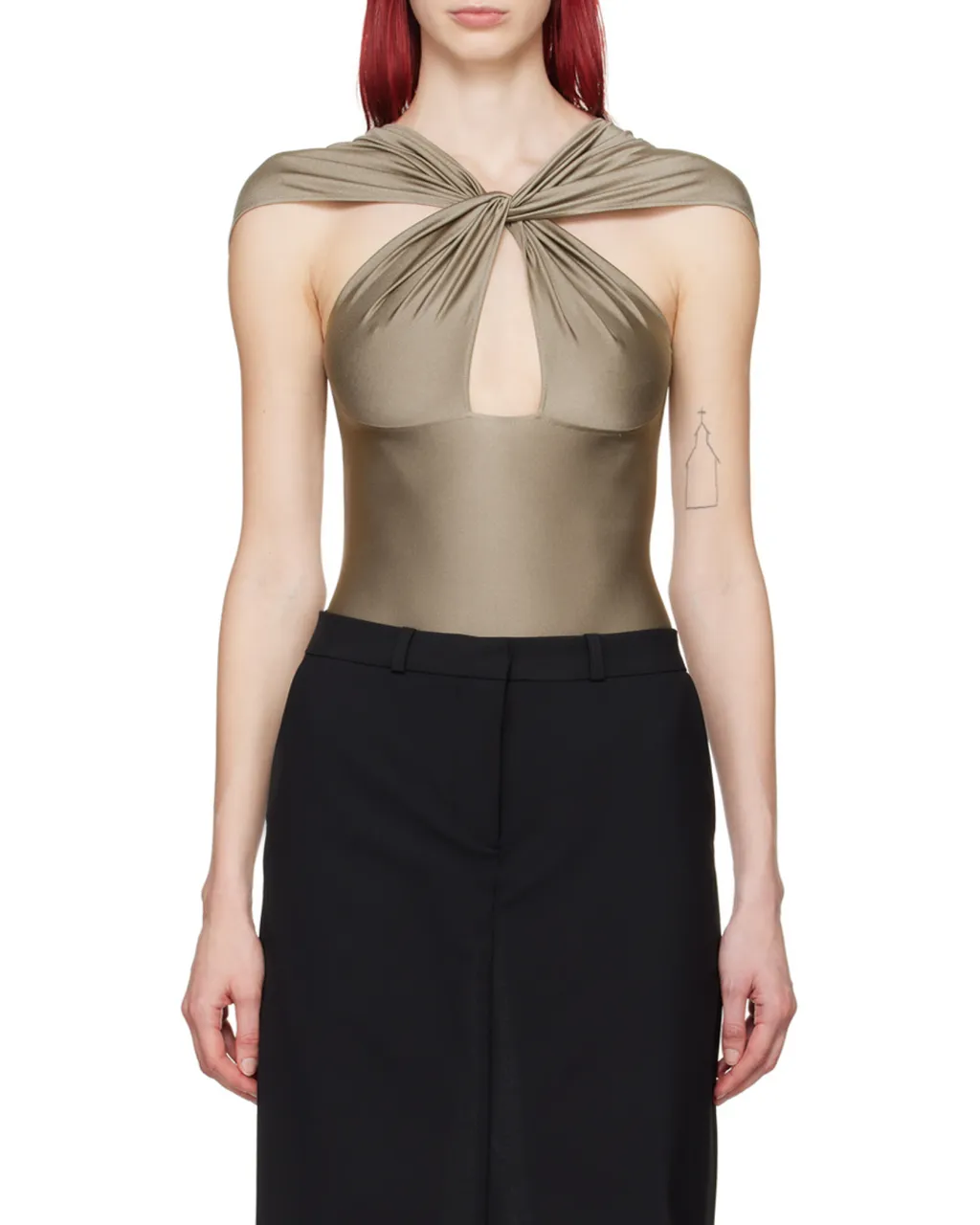 Hollowed-Out Twisted Pleated Jumpsuit