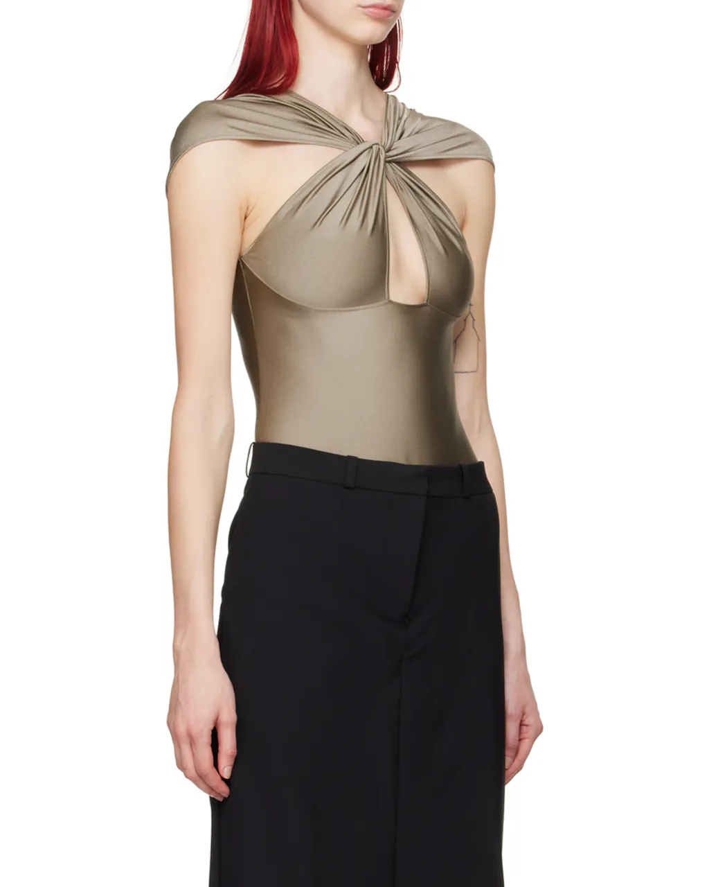 Hollowed-Out Twisted Pleated Jumpsuit