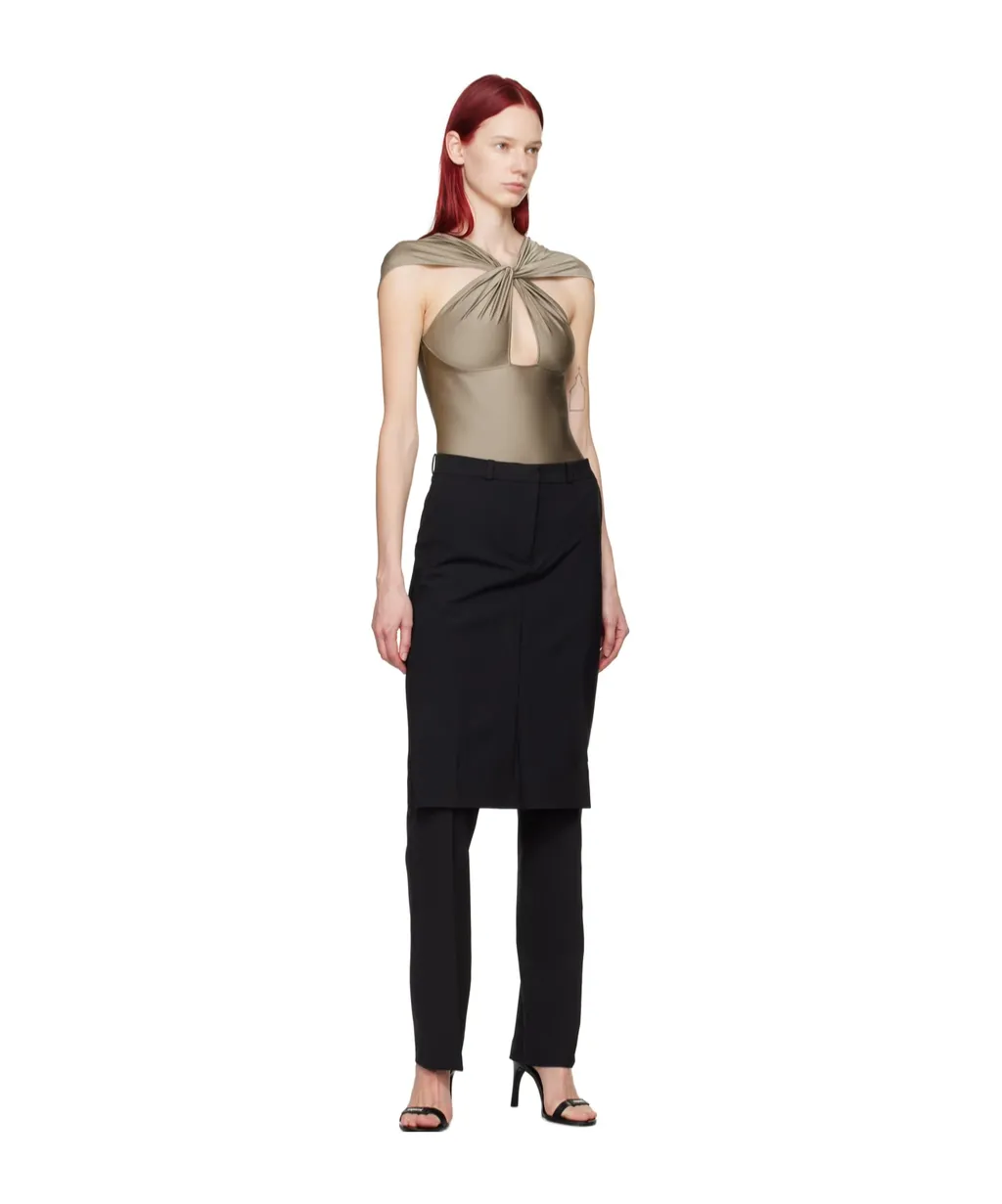 Hollowed-Out Twisted Pleated Jumpsuit