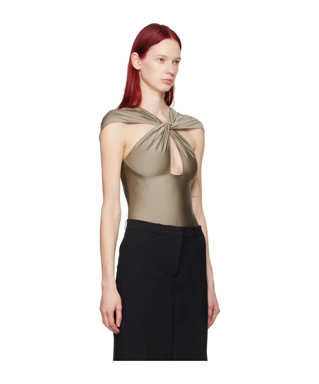Hollowed-Out Twisted Pleated Jumpsuit