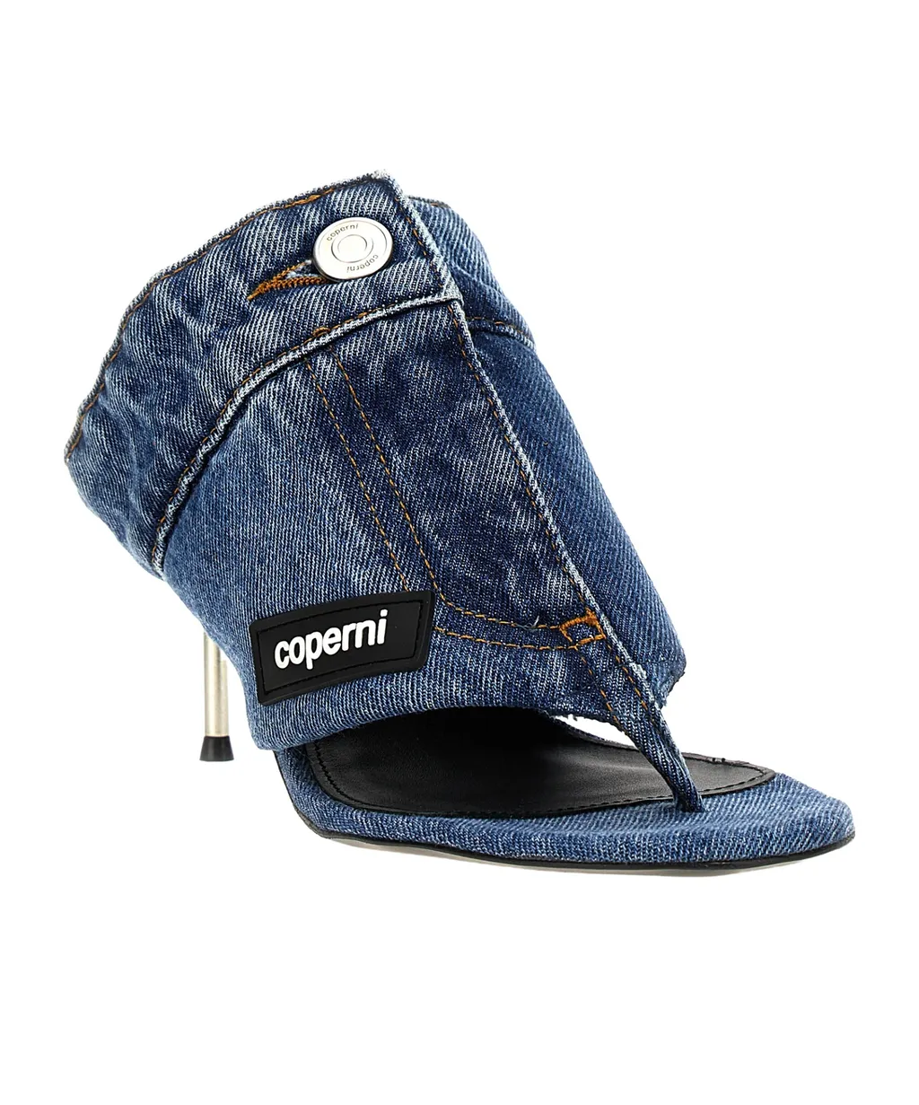 Denim High-Heeled Sandals