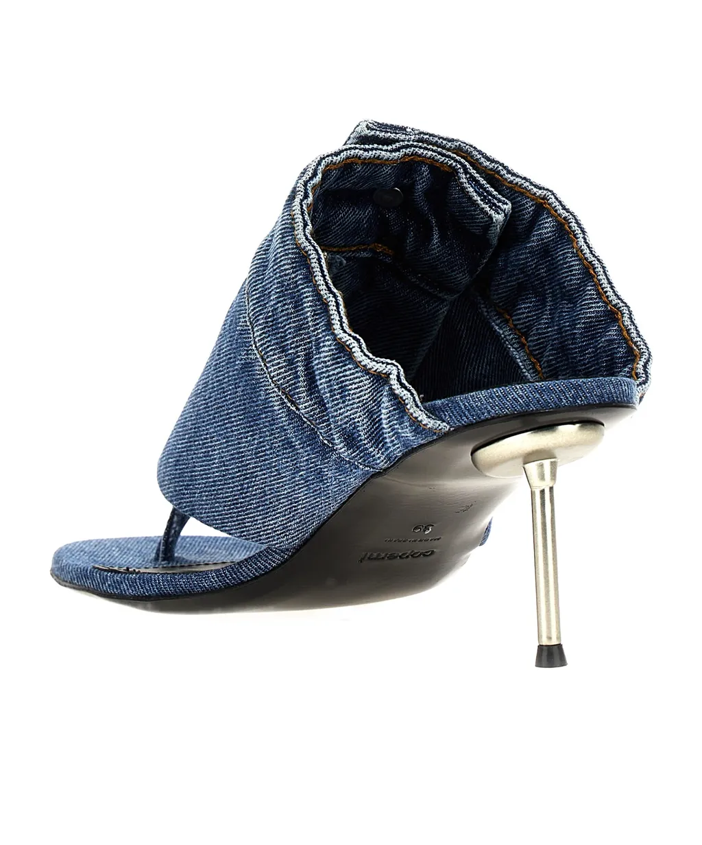 Denim High-Heeled Sandals