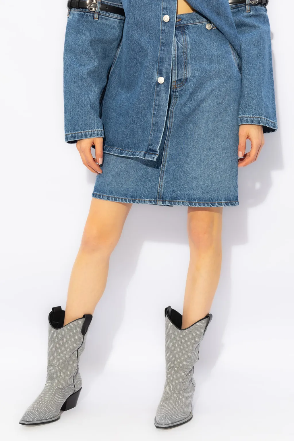 Multi-Pocket Denim Skirt