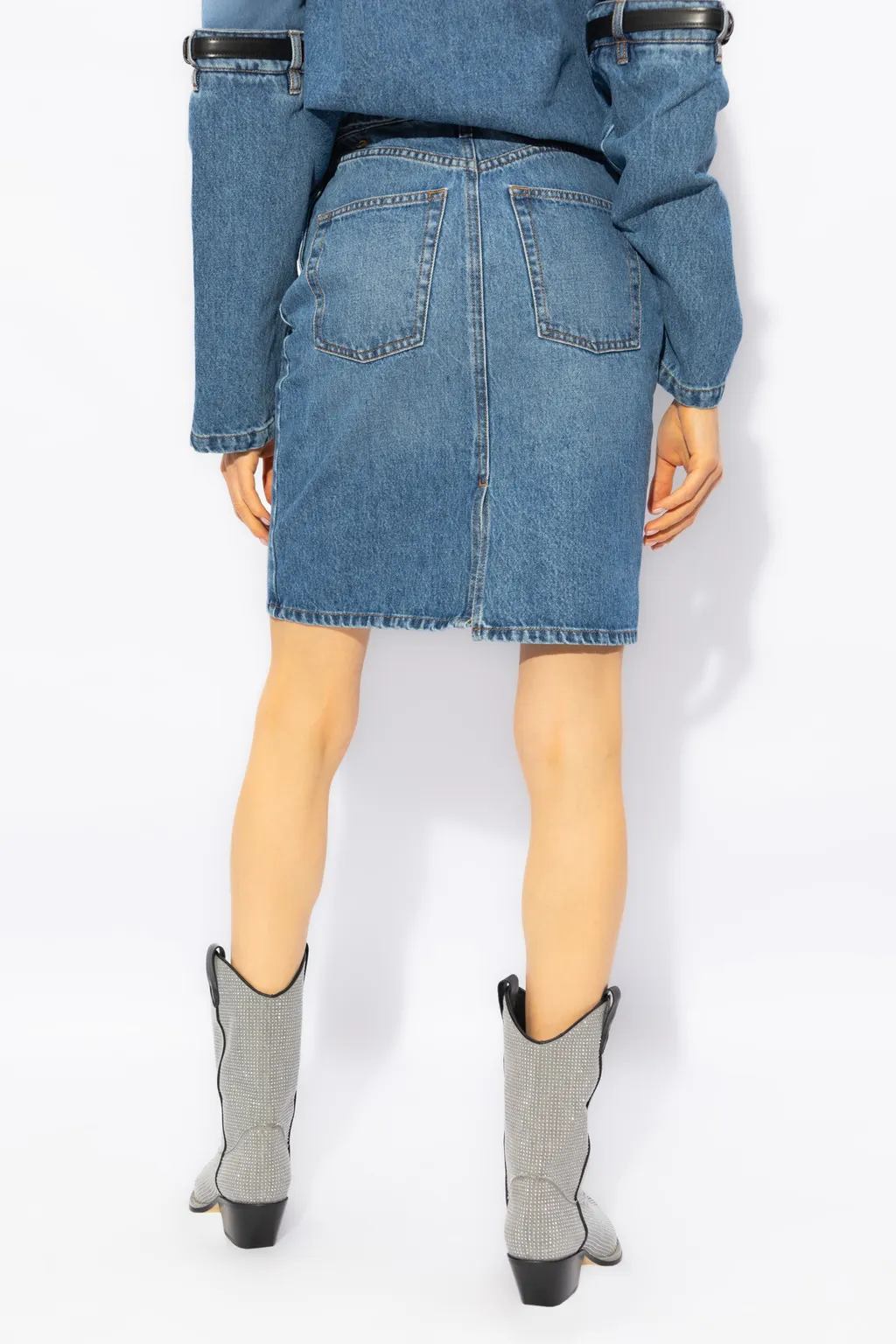 Multi-Pocket Denim Skirt
