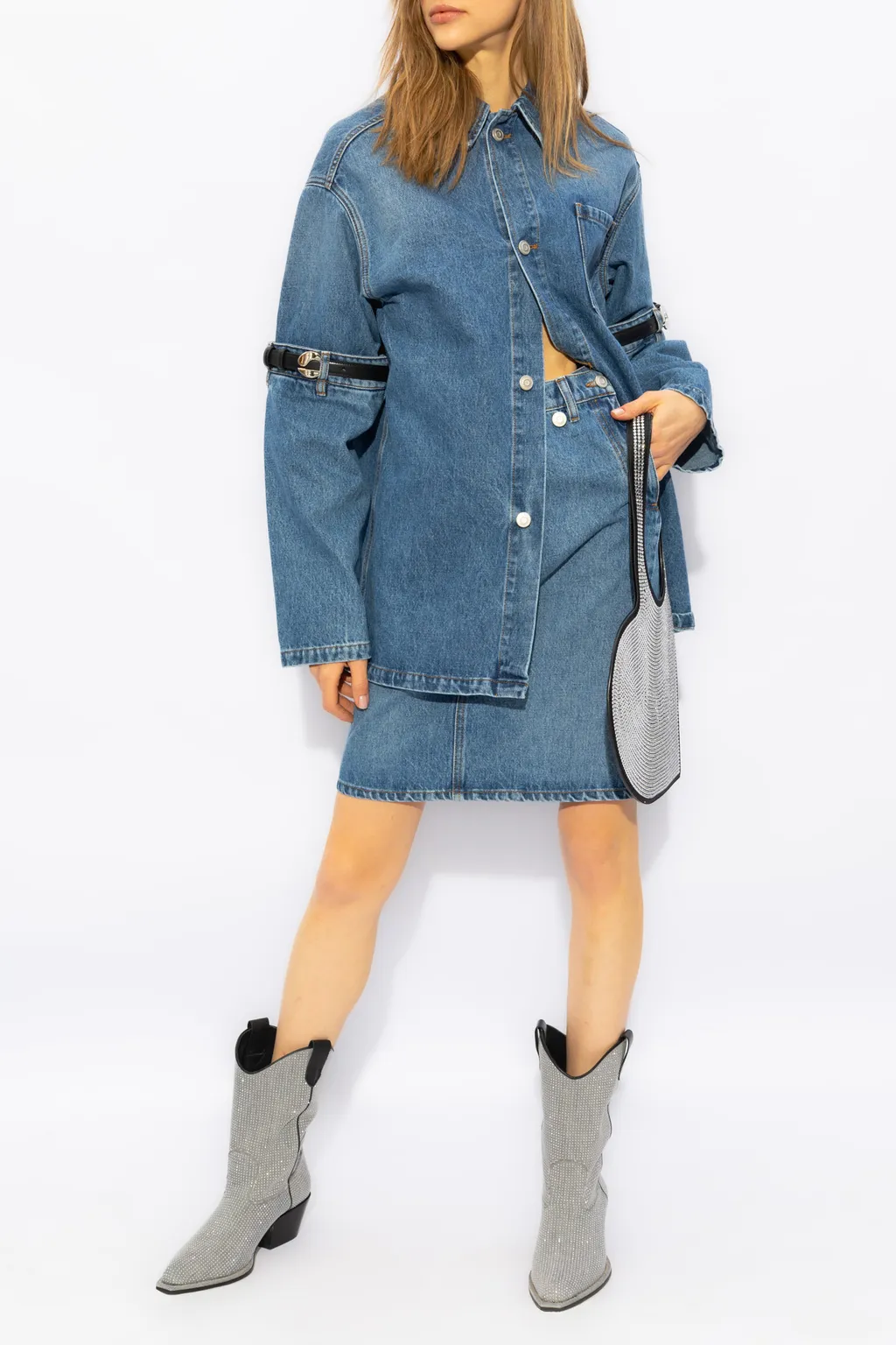 Multi-Pocket Denim Skirt