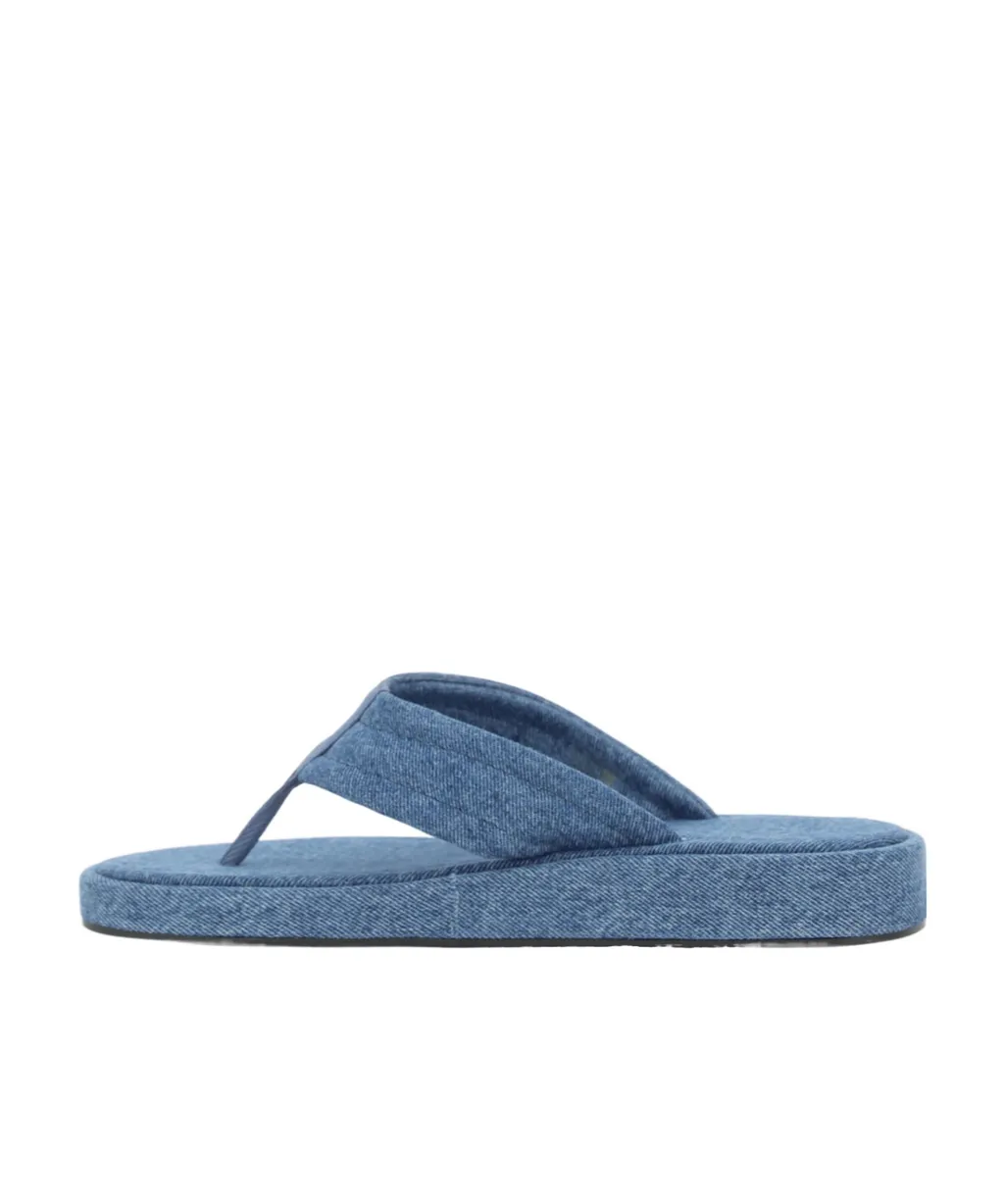 Logo Patch Denim Thong Sandals