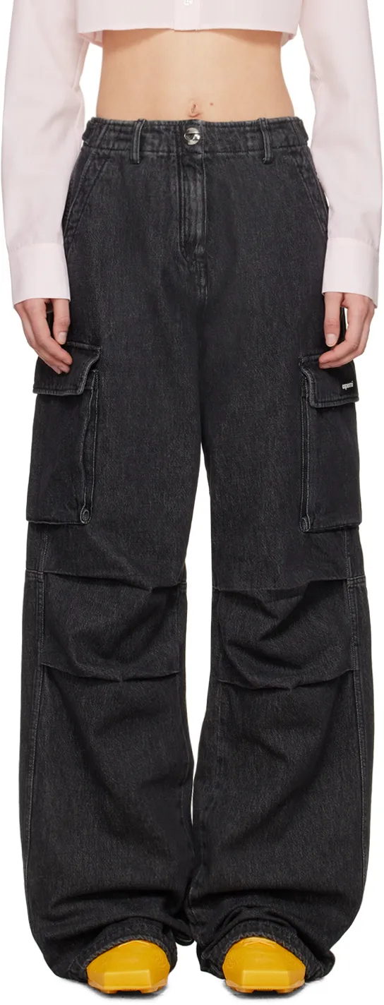 Wide Leg Cargo Denim Pants