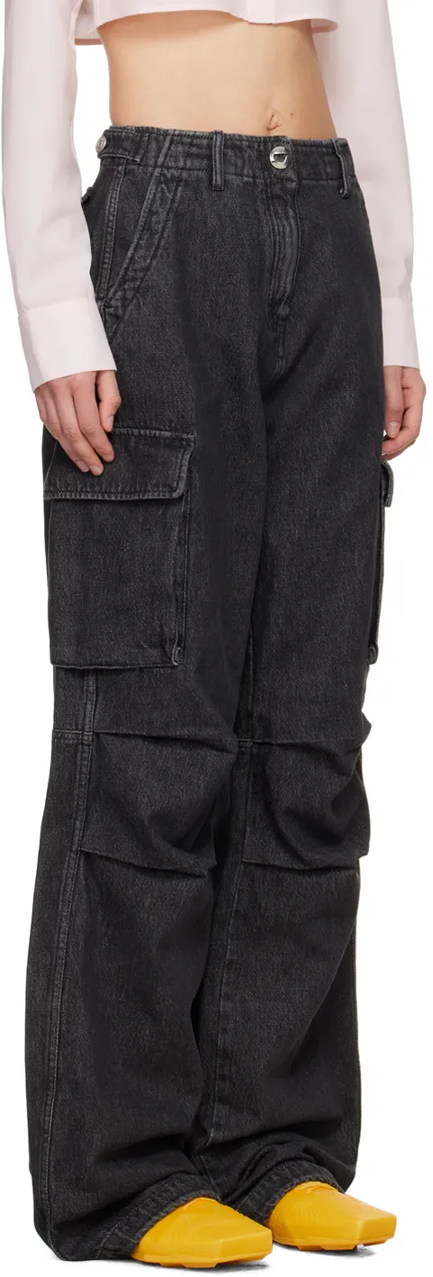 Wide Leg Cargo Denim Pants