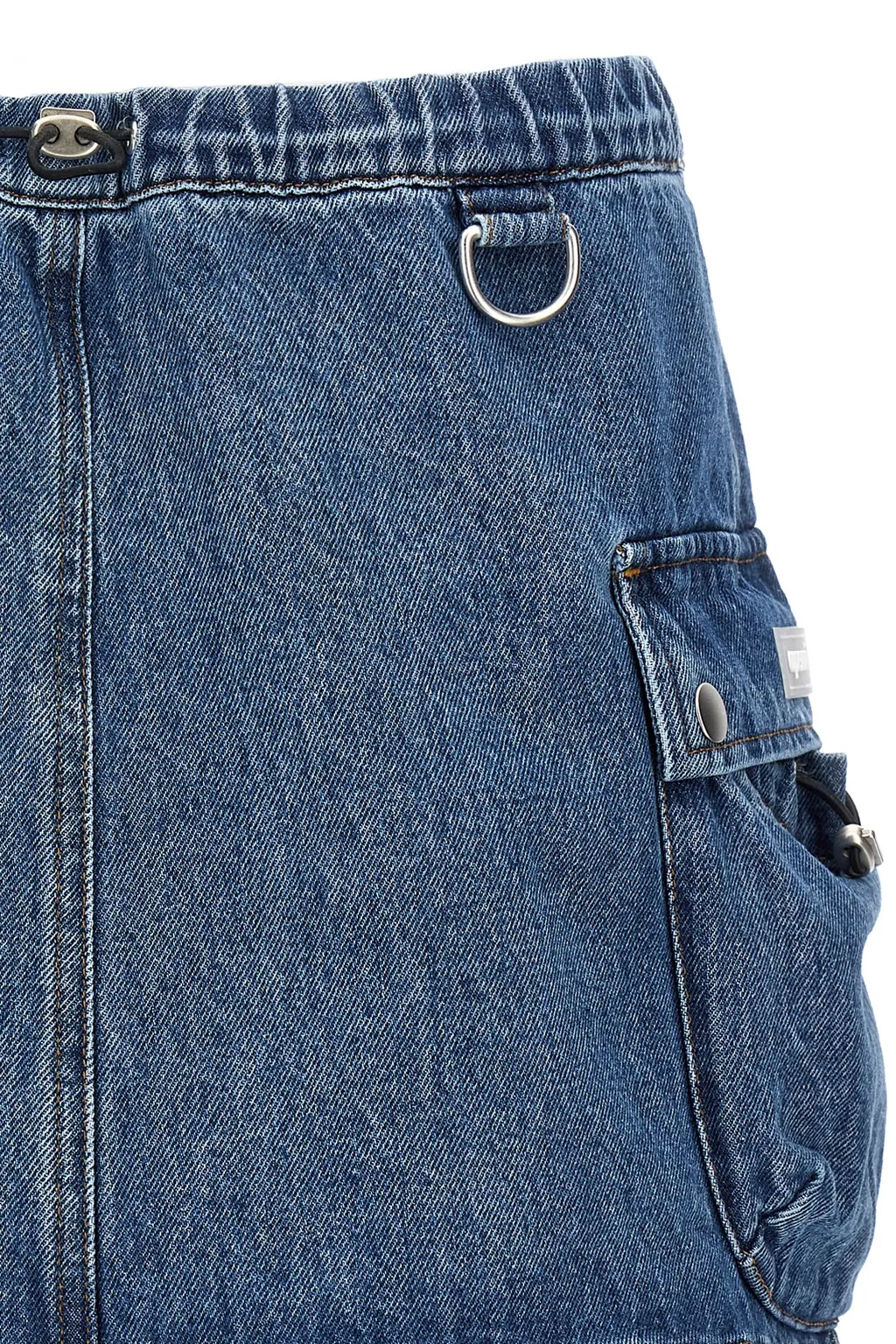Drawstring-Waist Denim Mini Skirt