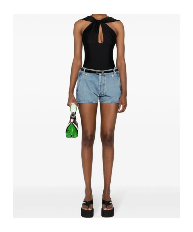 Belt-Loop Denim Shorts