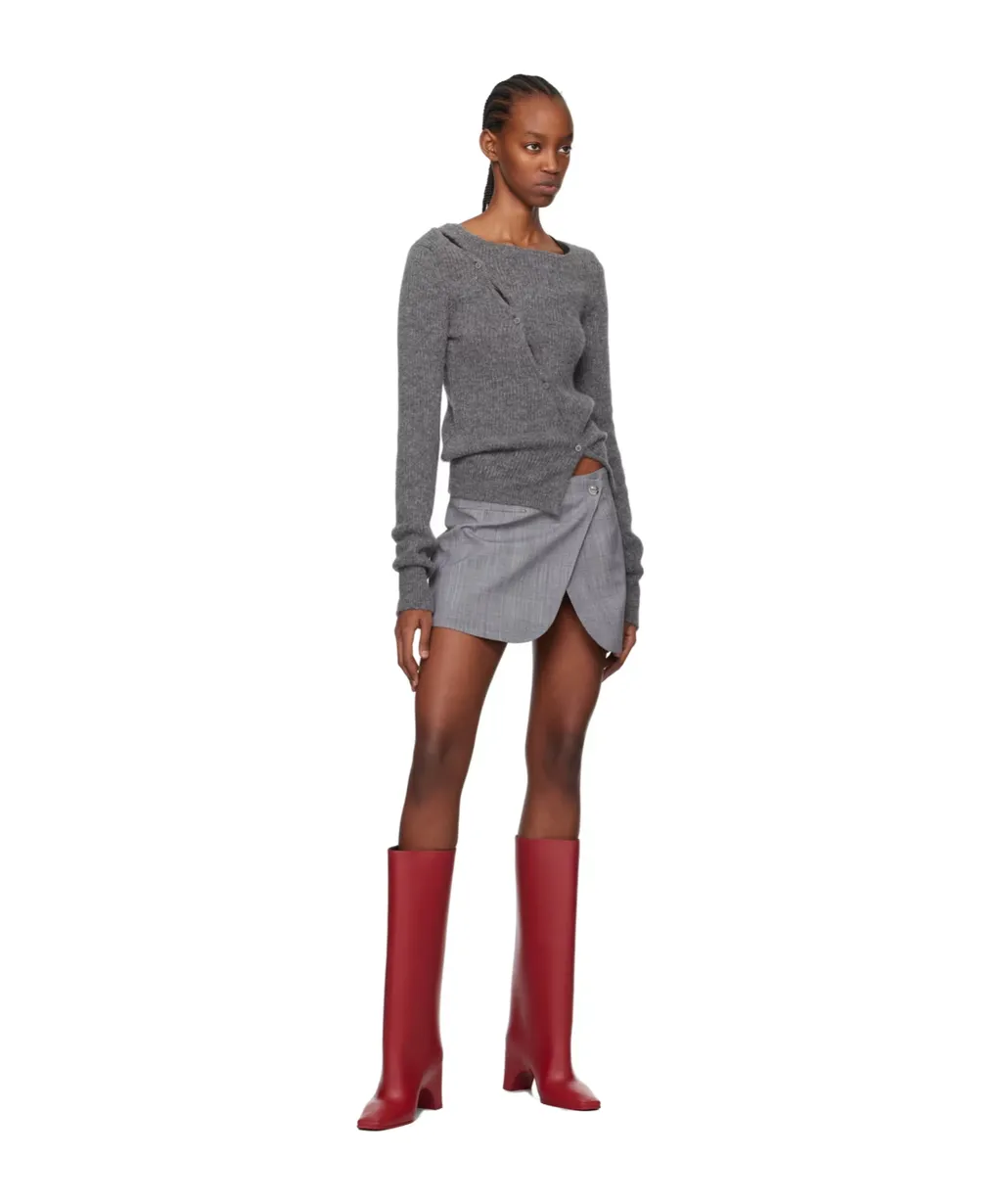 Tailored Virgin Wool Wrap Miniskirt