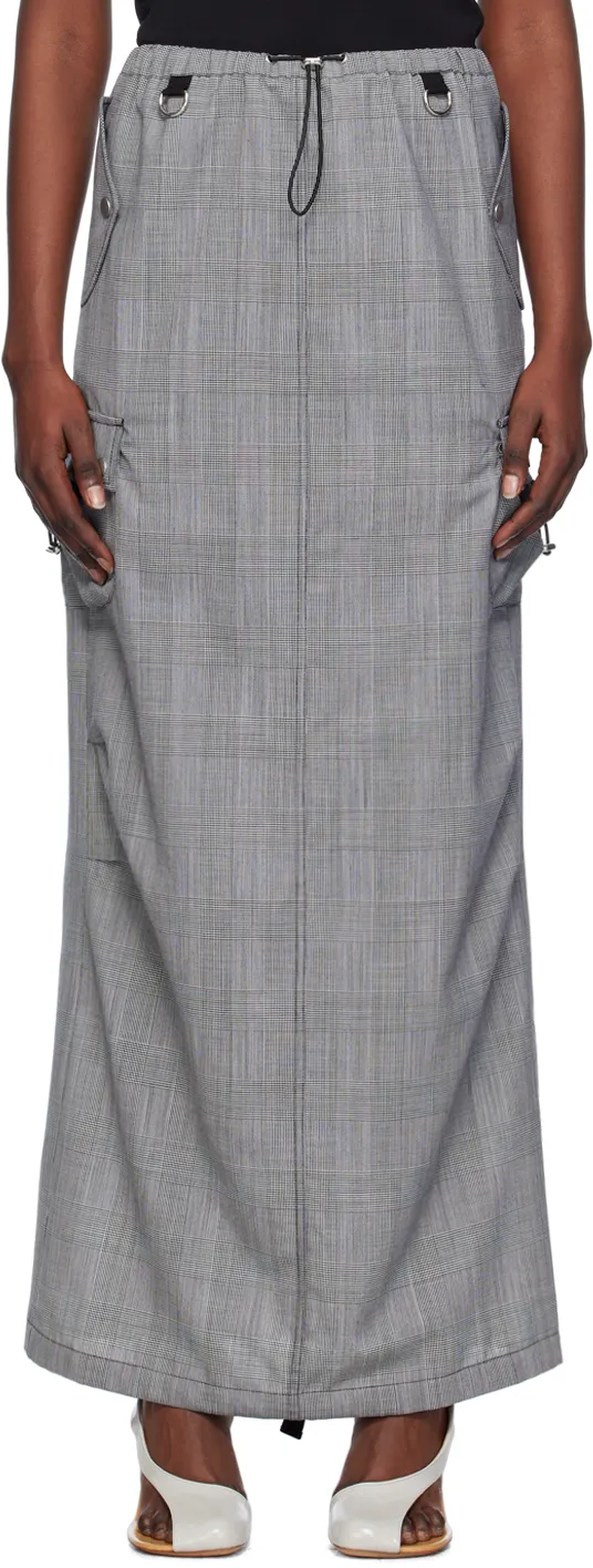 Houndstooth Cargo Maxi Skirt