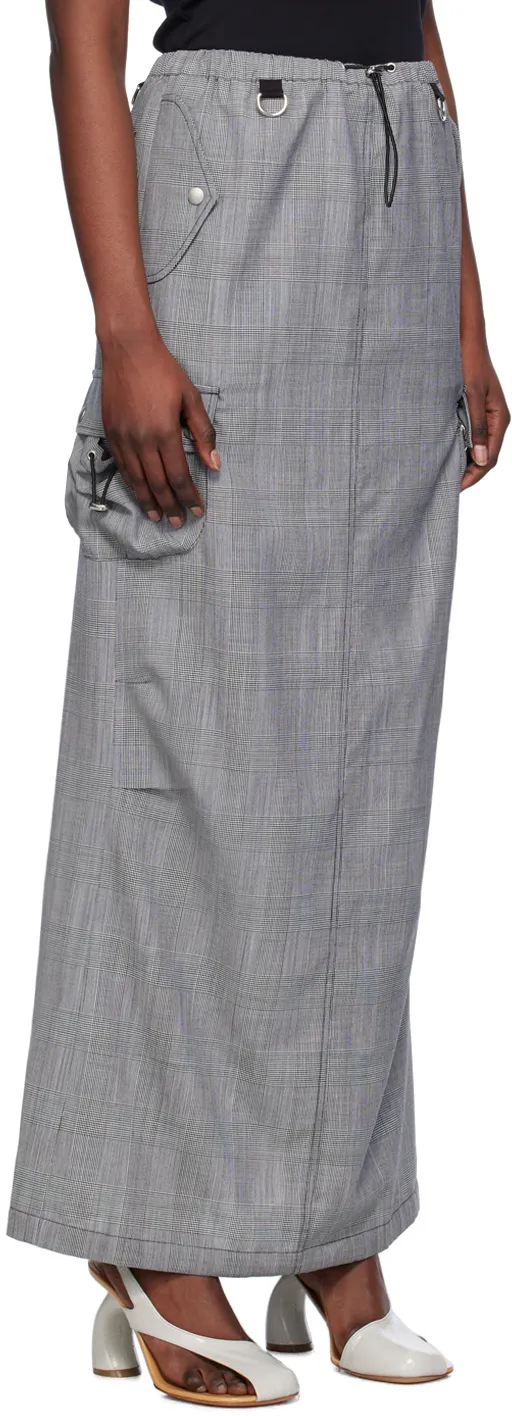 Houndstooth Cargo Maxi Skirt