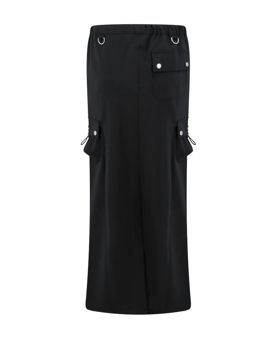 Drawstring Waist Midi Skirt