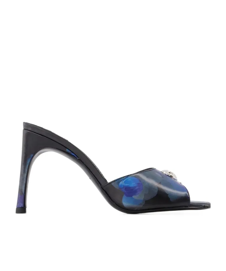 Holographic Logo Heeled Mules