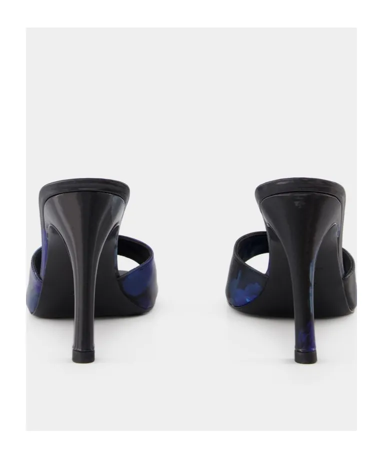 Holographic Logo Heeled Mules