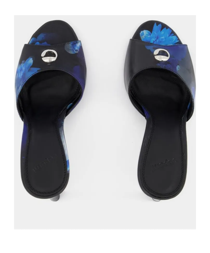 Holographic Logo Heeled Mules