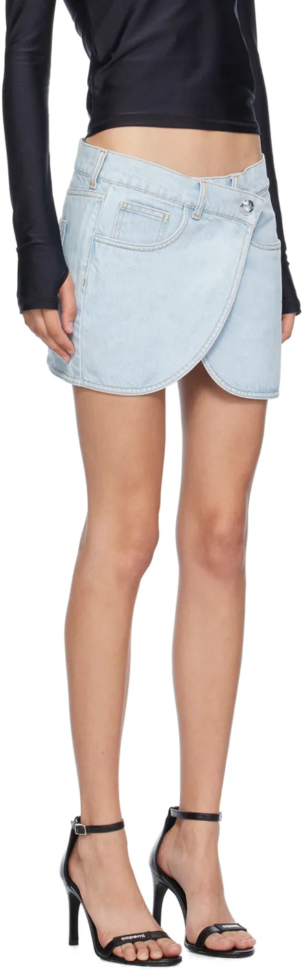 Asymmetric Denim Mini Skirt