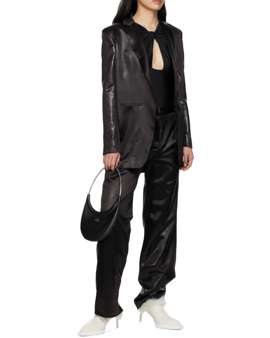 Ring Swipe Leather Tote Bag