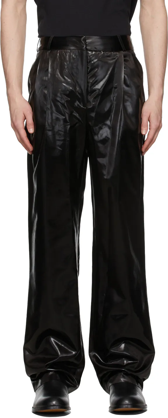 High-Waist Faux-Leather Trousers