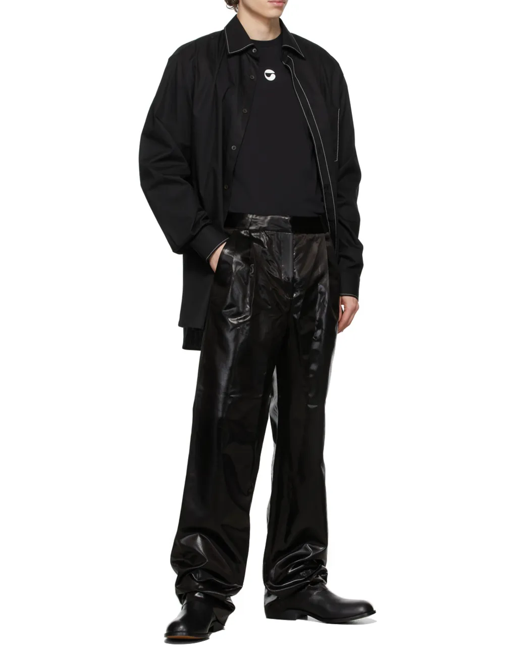 High-Waist Faux-Leather Trousers