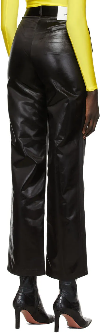 High-Waist Faux-Leather Trousers