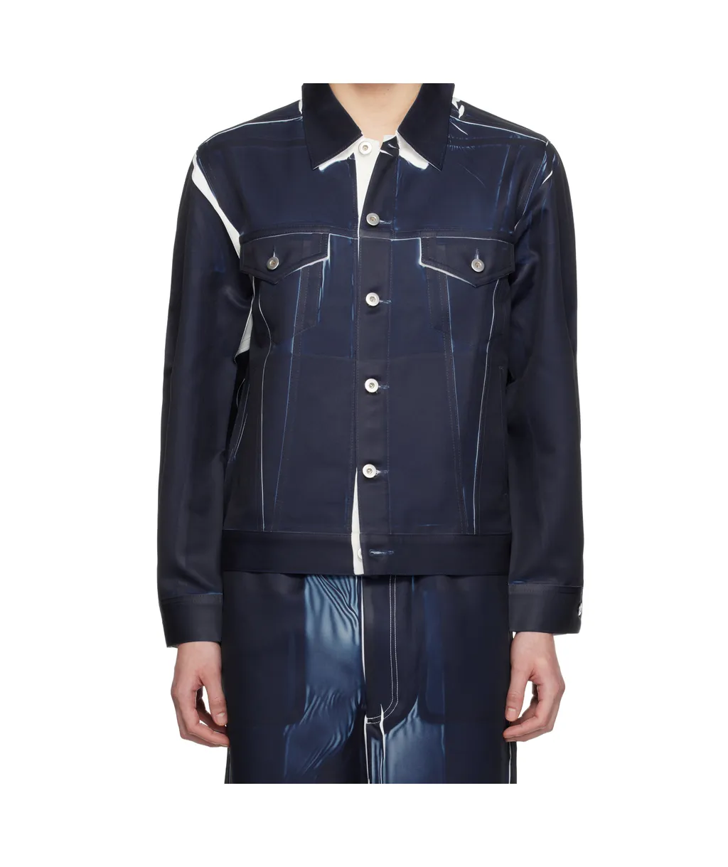 Shirt Buttoned Denim Printed Jacket