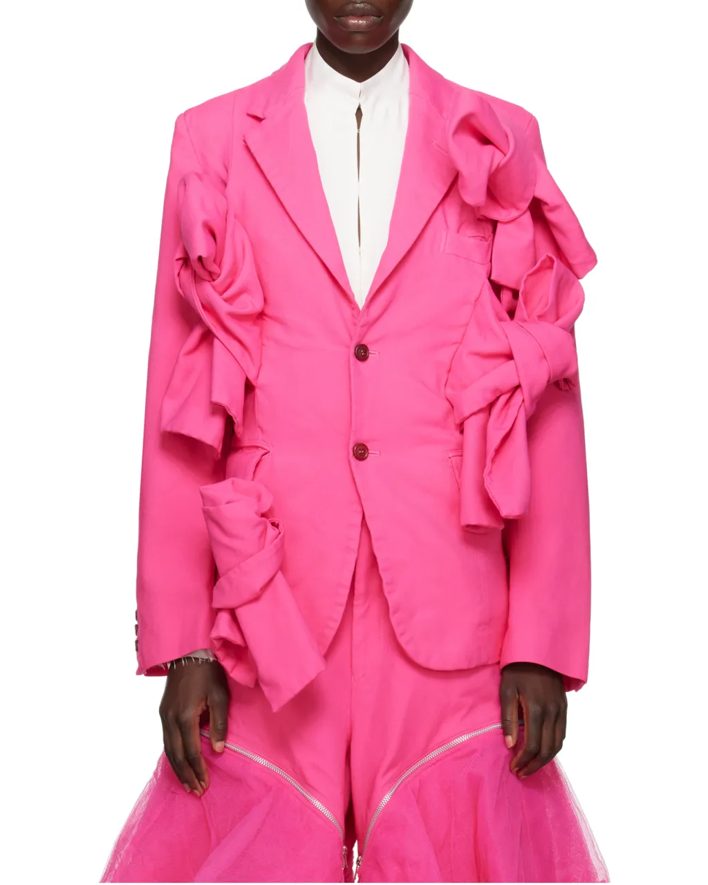 Long-Sleeved Suit Jacket With Lapel And Floral Details