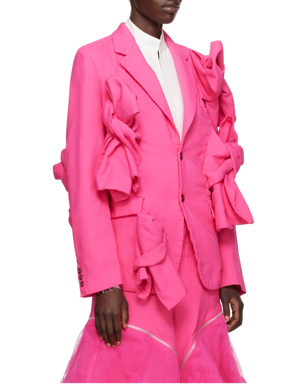 Long-Sleeved Suit Jacket With Lapel And Floral Details
