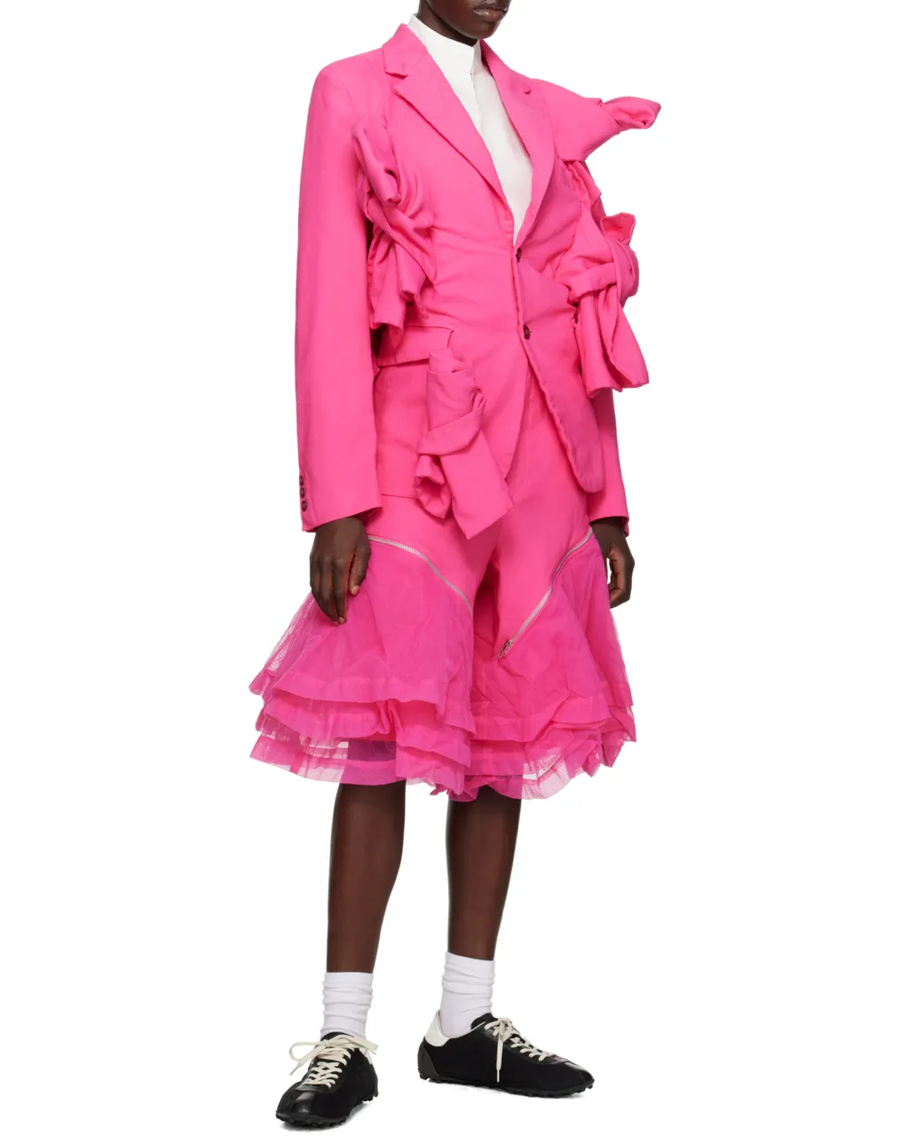 Long-Sleeved Suit Jacket With Lapel And Floral Details