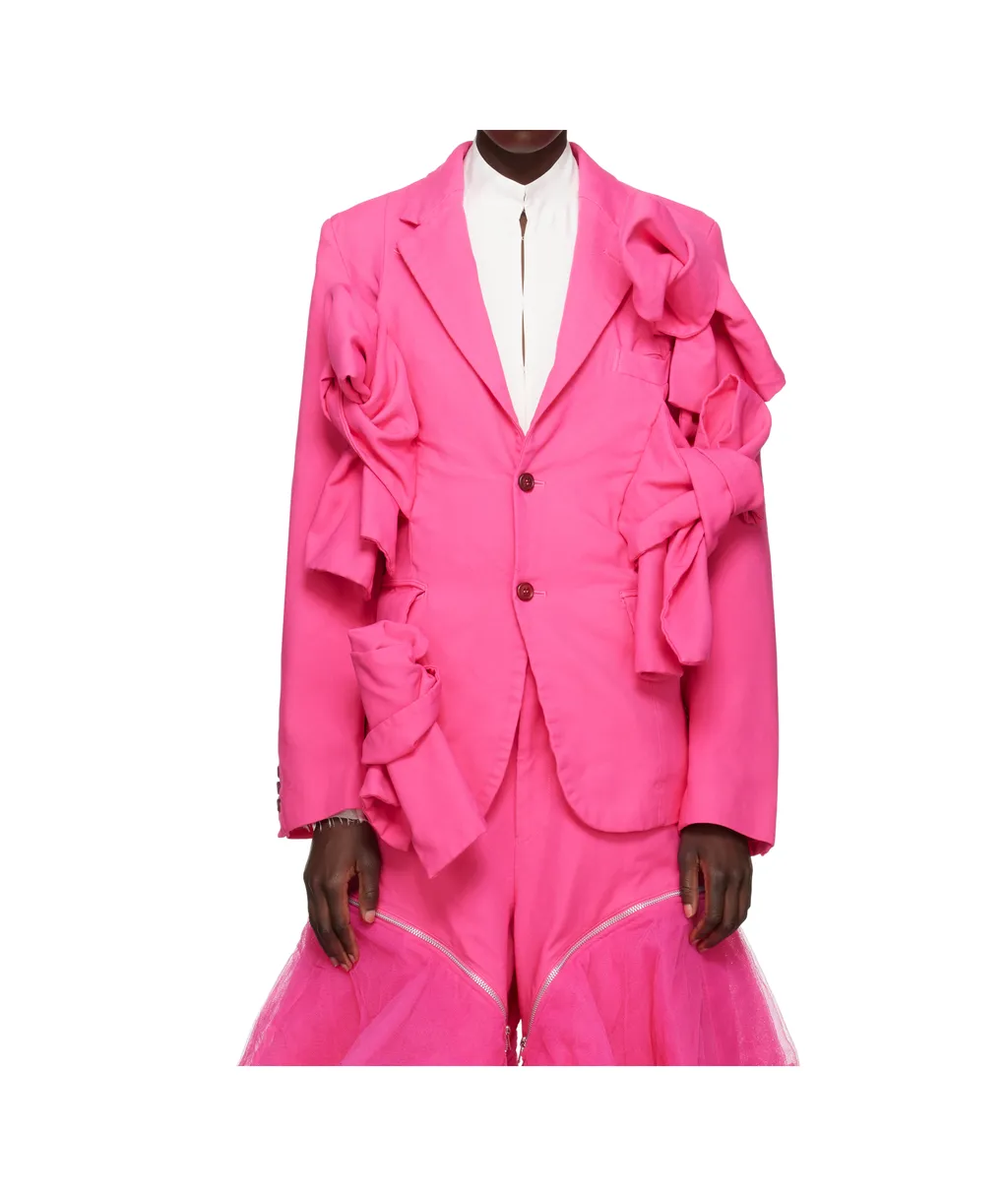 Long-Sleeved Suit Jacket With Lapel And Floral Details