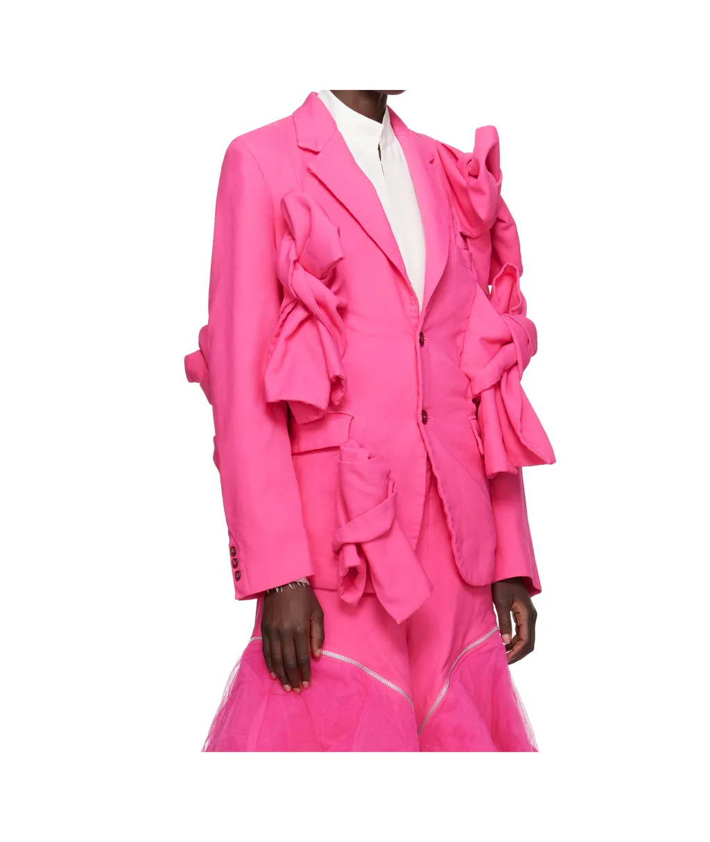 Long-Sleeved Suit Jacket With Lapel And Floral Details